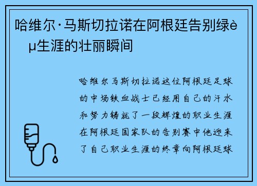 哈维尔·马斯切拉诺在阿根廷告别绿茵生涯的壮丽瞬间 哈维尔·马斯切拉诺在阿根廷告别绿茵生涯的壮丽瞬间